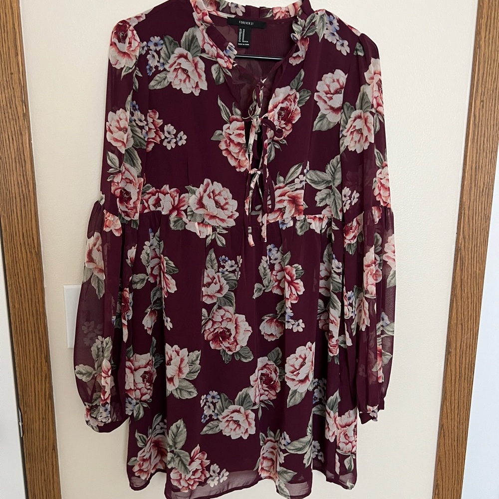Maroon floral dress